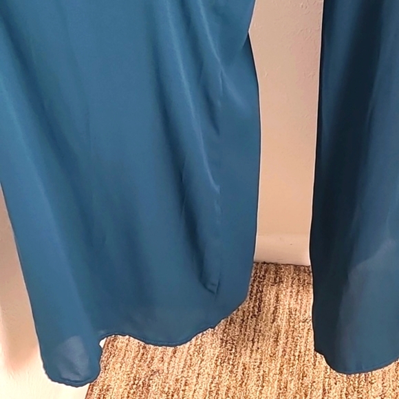 Pretty Little Thing Strapless Green Jumpsuit Pink Accent, Wide Leg Size 12, NWT - Picture 9 of 14